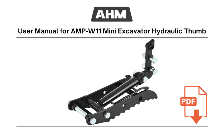 AMP-W11 Hydraulic Thumb with 2 Hydraulic Hoses for Mini Excavator