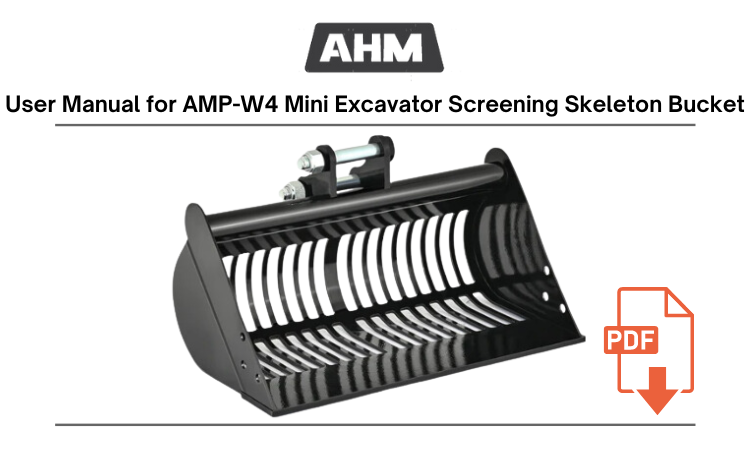 AMP-W4 Mini Excavator 24" Screening Skeleton Bucket Attachment