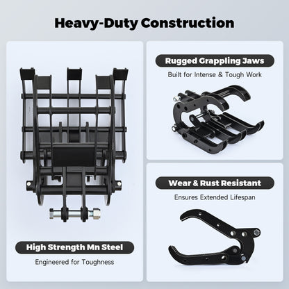 AHM Mini Excavator Grabber Attachment Wide Opening Grabber for Small Diggers