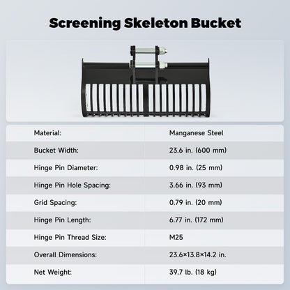 AHM Attachment 24" Screening Skeleton Bucket for Mini Excavators Small Diggers