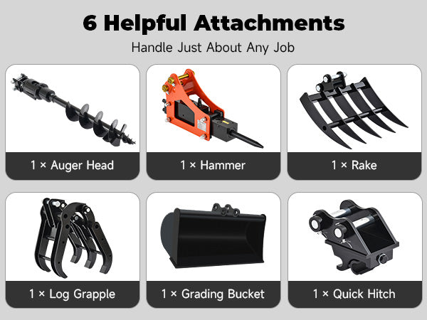 6 Essential mini excavator Attachments Included