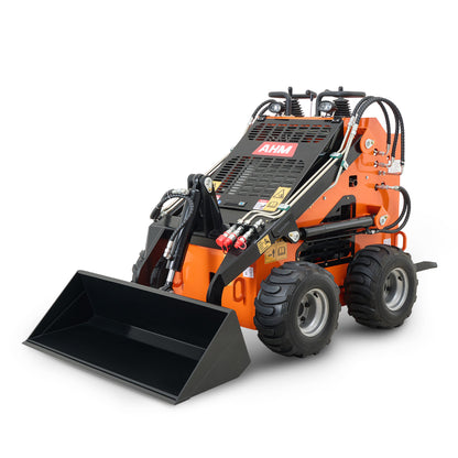 AHM Mini Skid Steer Stand-On Wheel Loader with 23hp EPA Gasoline Engine & Bucket