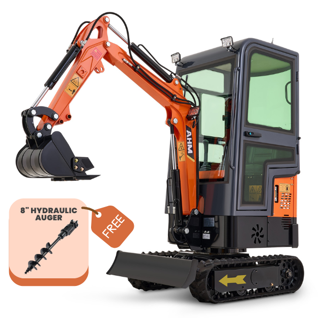 AX-12C | 13.5 HP B&S Engine Mini Excavator with Enclosed Cab